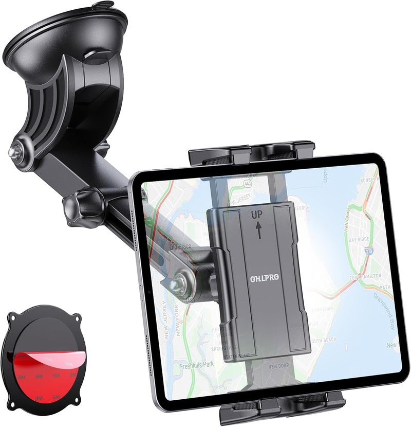 OHLPRO Tablet Holder for Car Dashboard [Suction Cup Mount] Windshield Wall Desk, Adjustable Stand for 5-13" iPad mini Air Pro Galaxy Tab S9 Phone - Heavy Duty Truck Accessories - Image 1